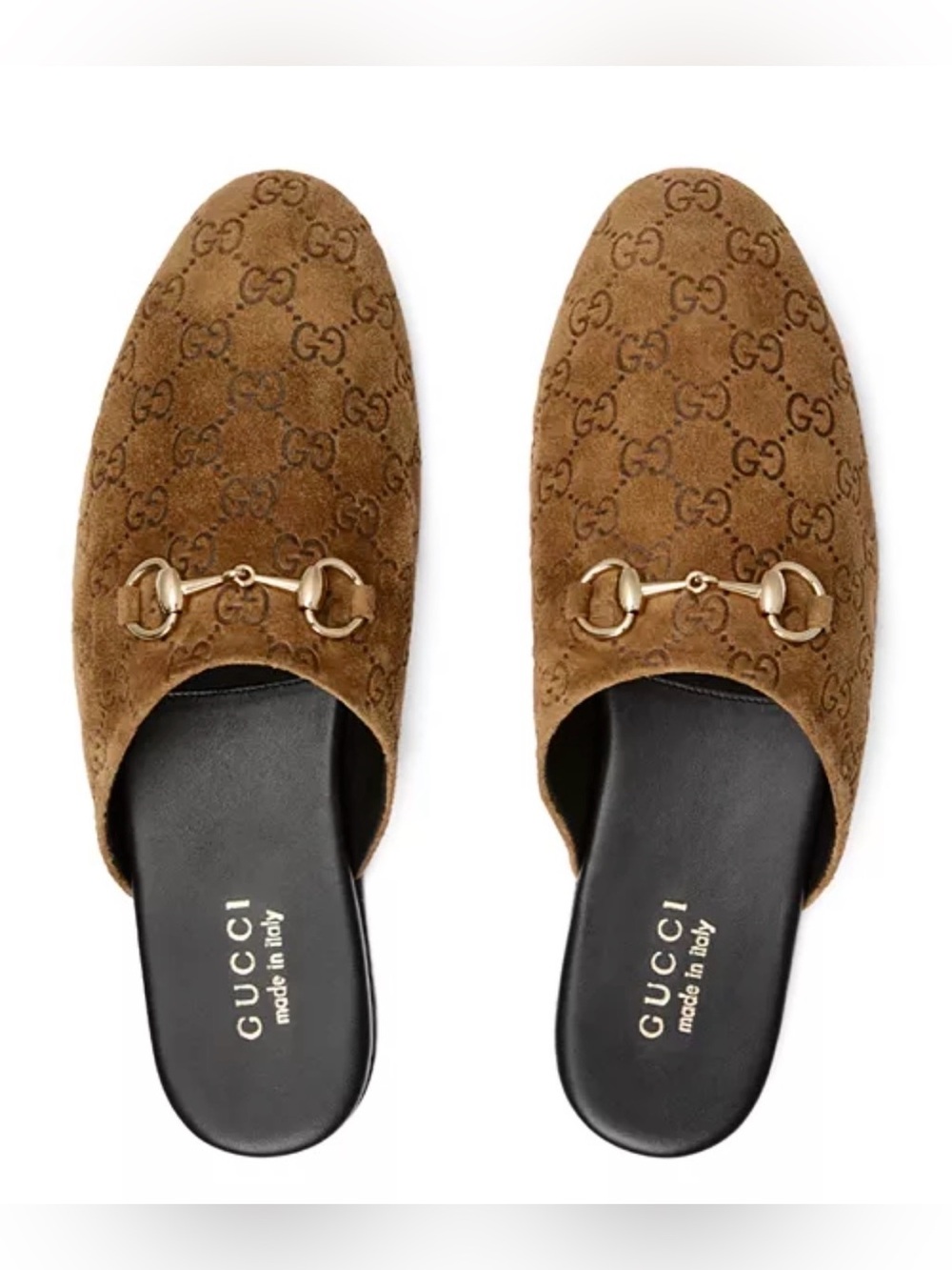 GUCCI GG MONOGRAM Horsebit Suede Slide Brown 12/ 12.5 Mule Jordaan CACHEMIRE
